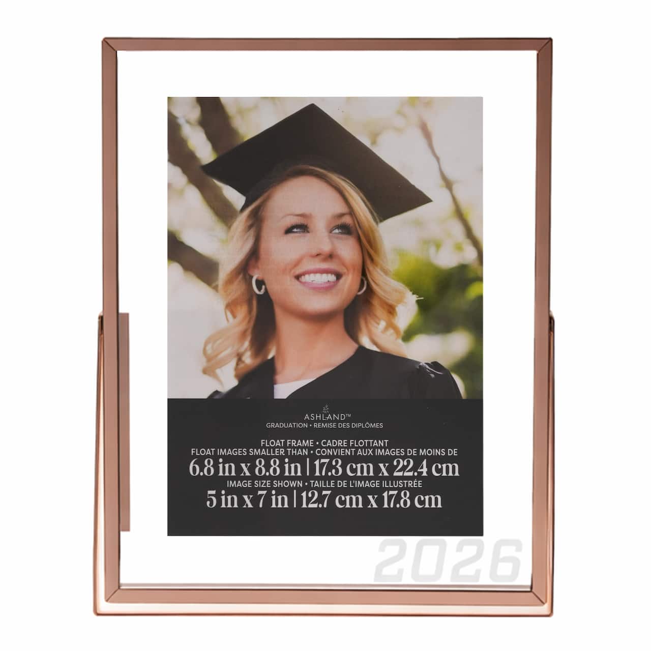 5" x 7" Gold 2026 Metal Tabletop Float Frame, Graduation by Ashland®